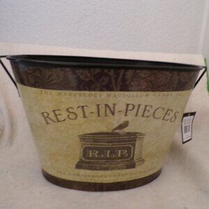 REST IN PIECES Halloween Fall Metal Farmhouse Decorative Bucket Candy Party New